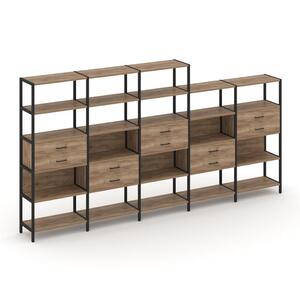 Пятисекционный стеллаж пятиярусный с ящиками