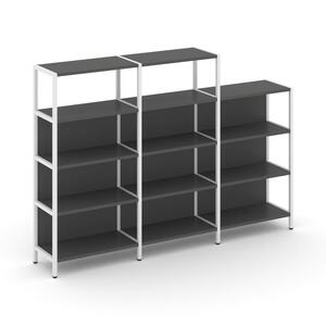 Трехсекционный стеллаж четырех/трехярусный