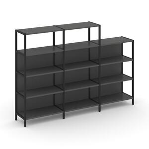 Трехсекционный стеллаж четырех/трехярусный