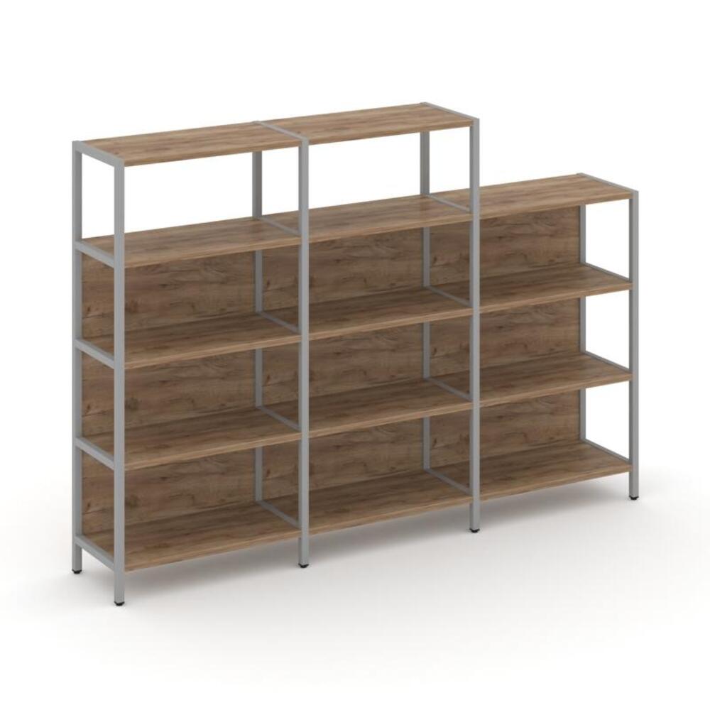 Трехсекционный стеллаж четырех/трехярусный