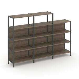 Трехсекционный стеллаж четырех/трехярусный