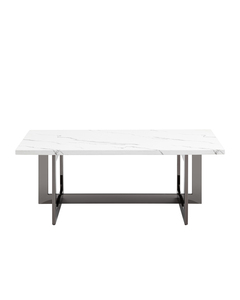 Журнальный столик Нэйтан 122*61 белый мрамор сталь темный хром