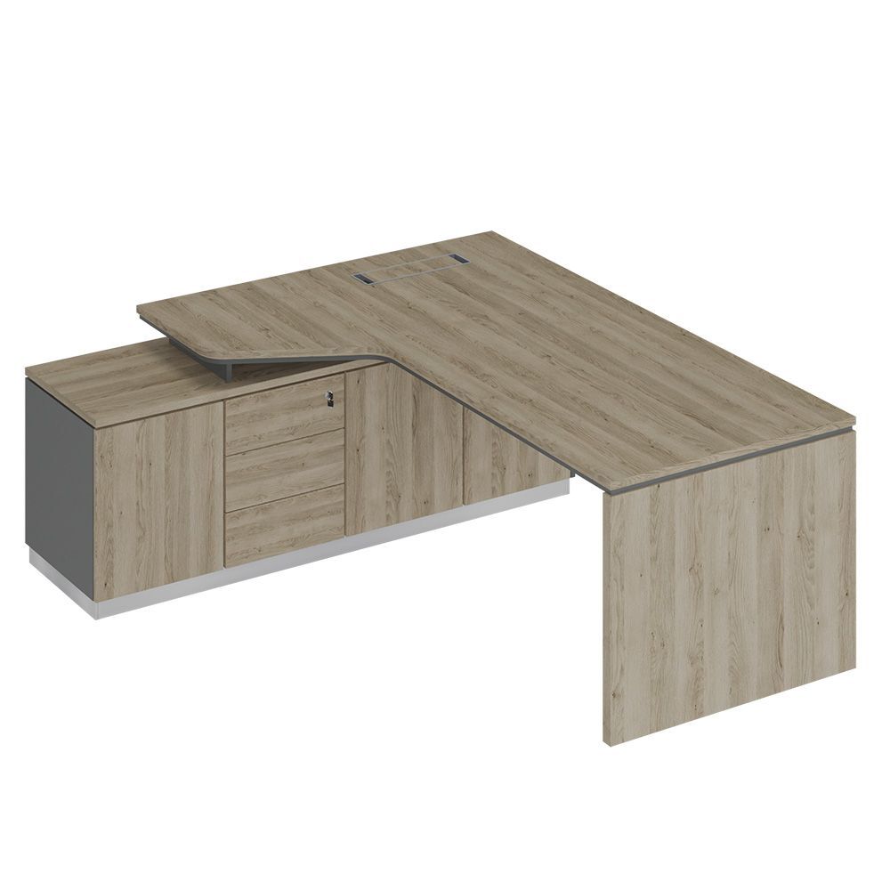 Стол эргономичный на опорной тумбе левый